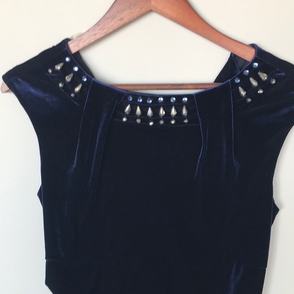 Lori M Blue Velvet Dress - Picture 2 of 2